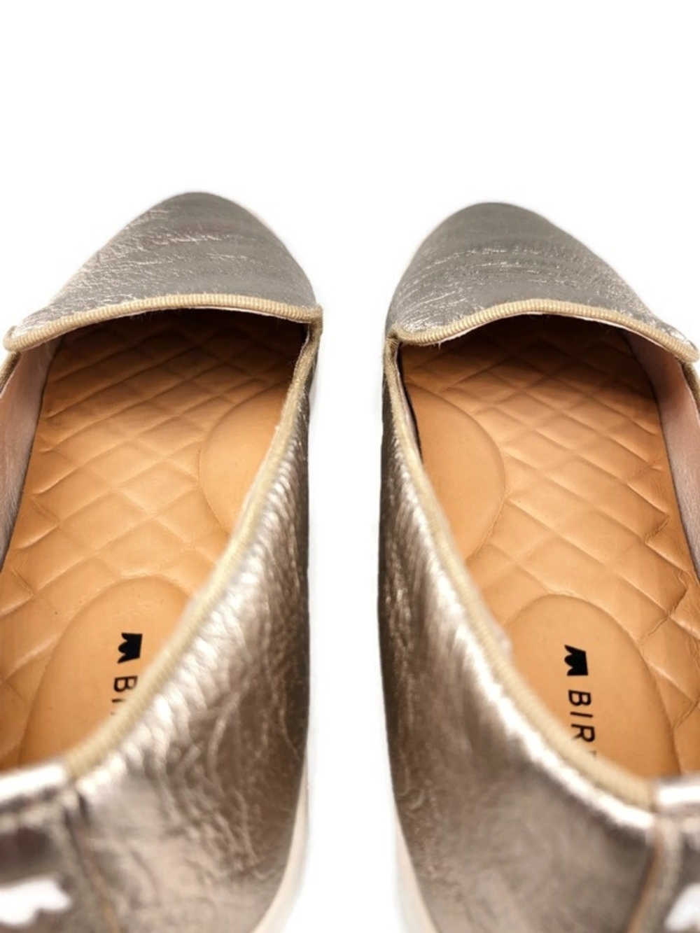 Birdies The Swift Metallic Gold Leather Slip-On No-Lace Loafer Style Sneakers - Picture 7 of 11